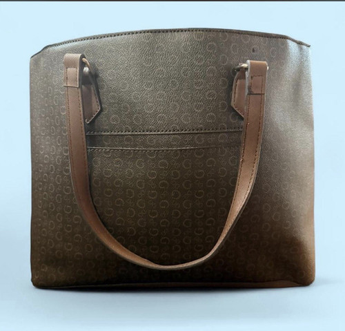 Guess brown logo monogram tote - guess,