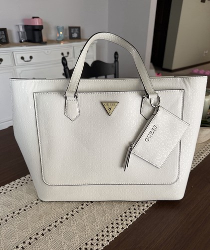 Guess white logo tote - white, bag