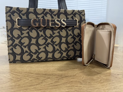 Guess logo satchel bag brown - bag,
