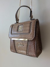 Guess brown patent faux