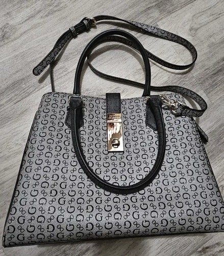 Guess gray black logo satchel - guess, gray/black
